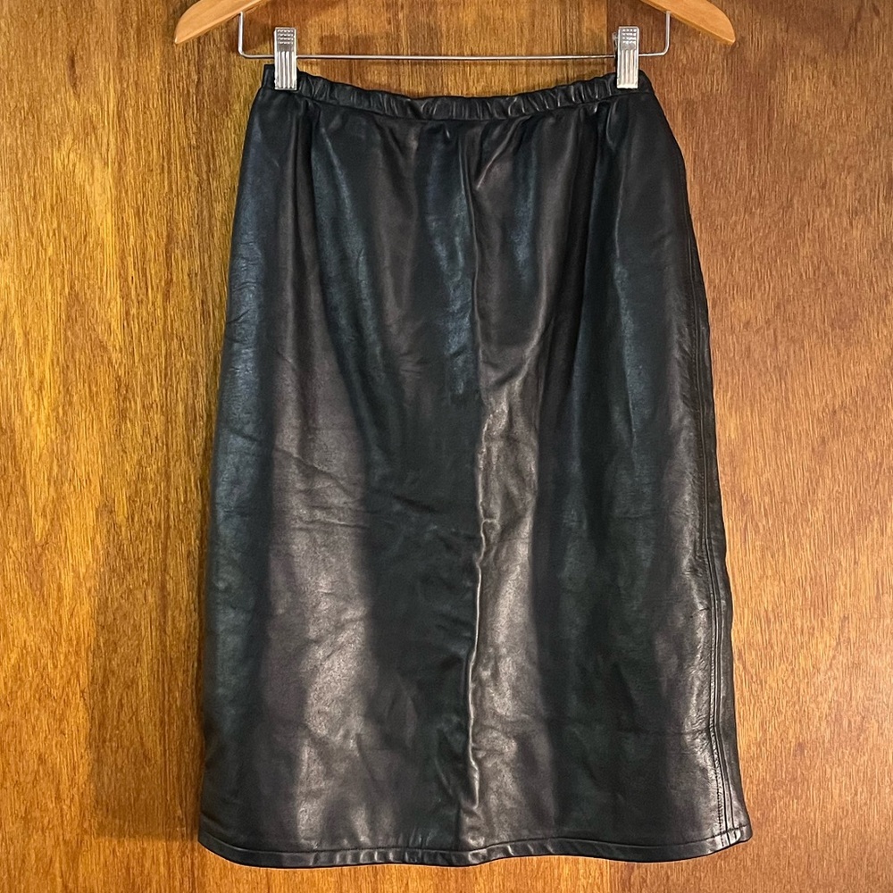 MARY DADAS Black Leather Vintage Skirt Sz 8